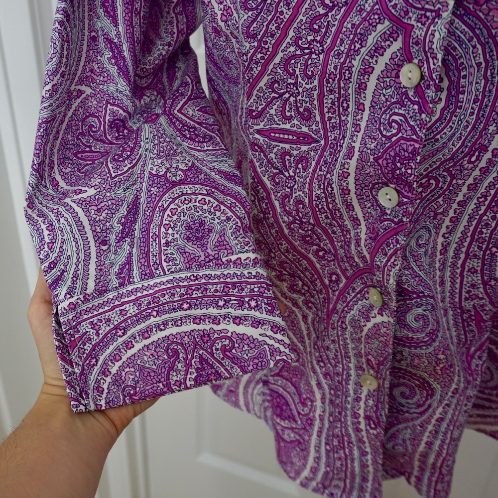 💜 FOXCROFT Patterned Wrinkle Free Button Down (6) - Picture 4 of 6
